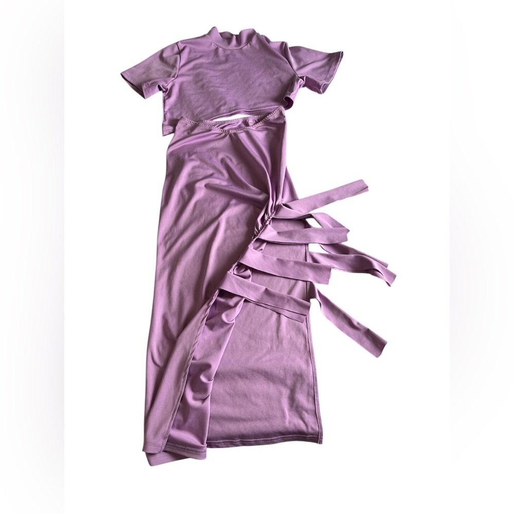 Lilac Side-Tie Maxi Dress